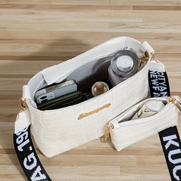 Chic Croc-Embossed Mini Crossbody Vegan Leather Bag Set - Picture 7 of 10